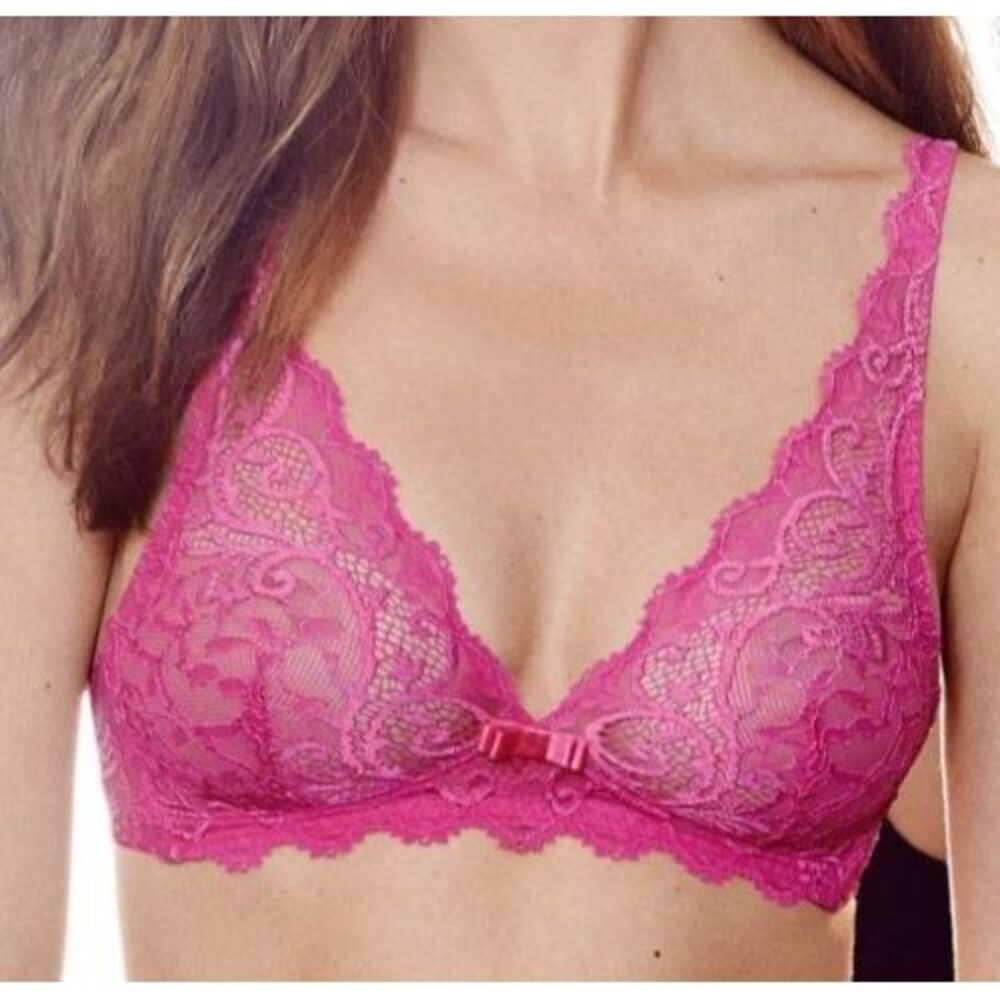 NWT $74 Simone Perele 'Celeste' Wire Free Triangle Bra fuchsia [ SZ INT 1 ] #511